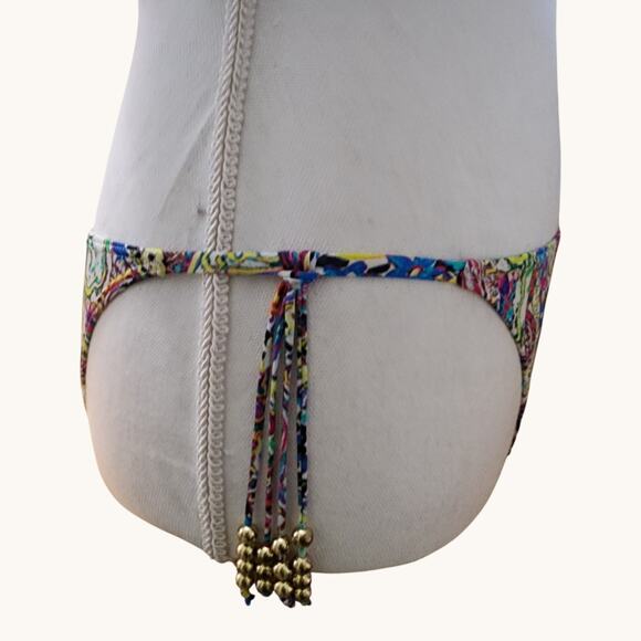 Victorias Secret Swimsuit Bikini Set Paisley Beaded Strappy Back Top L Bottom-S - Picture 4 of 16